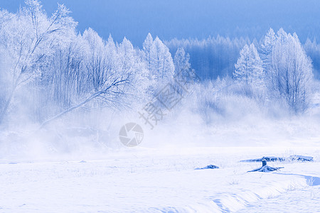 大雪风景呼伦贝尔根河风光系列背景