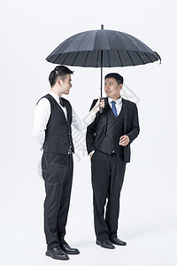 商务雨伞男性服务员服务打伞背景