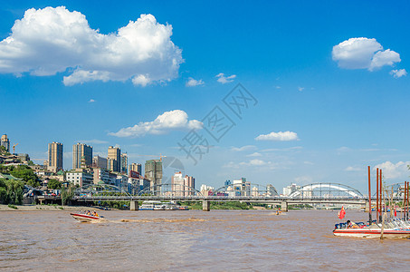 甘肃兰州黄河中山铁桥风光背景