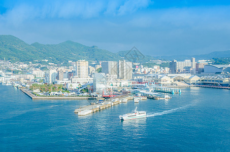 日本长崎佐世保市海港城市风光高清图片