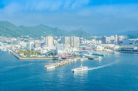 日本长崎佐世保市海港城市风光图片