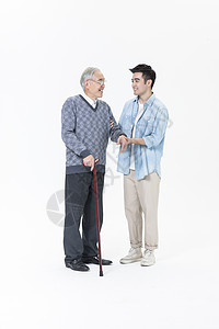 敬老搀扶老人拐杖背景图片