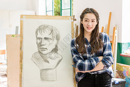 女生素描展示图片