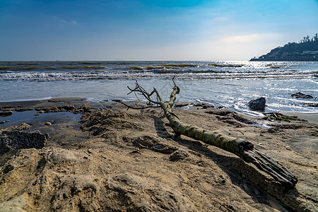 沙滩海浪澳门黑沙海滩背景