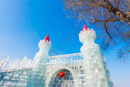 冬季哈尔滨的冰雕背景图片