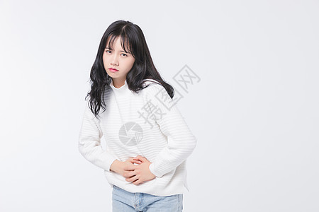 胃痛的青春期女孩背景图片