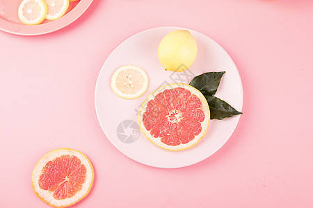 柠檬西柚水果组合背景