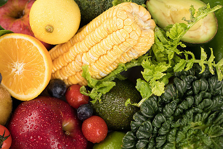 新鲜果蔬组合绿色食物高清图片素材
