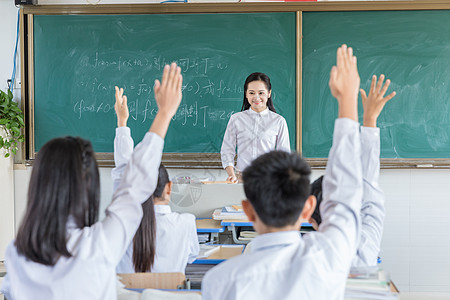 学生发愁上课学生积极举手背景