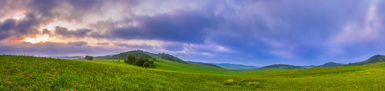 清晨坝上风光清晨的坝上风光全景接片背景