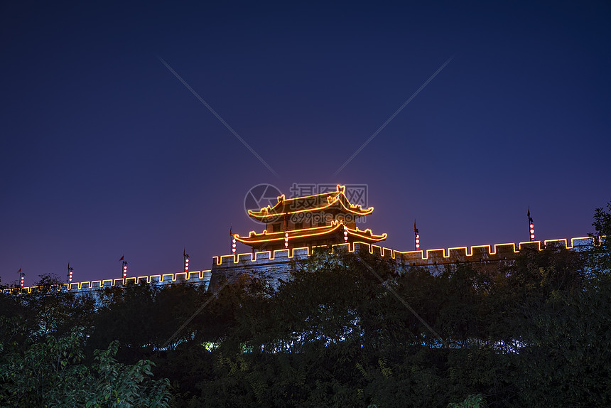 夜景西安城墙图片