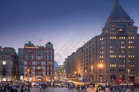 南京路步行街繁华上海南京路夜景背景