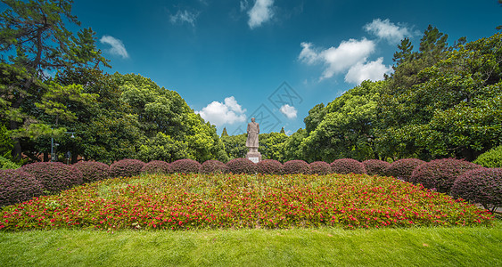 复旦大学入口毛泽东像背景图片