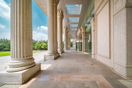 上海复旦大学光华楼欧式建筑走廊背景