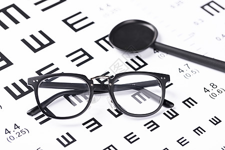 眼镜与视力表背景图片