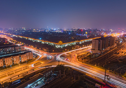 夜晚的车流西安东门夜景背景