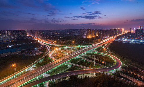 西安高新区高架桥夜景高清图片