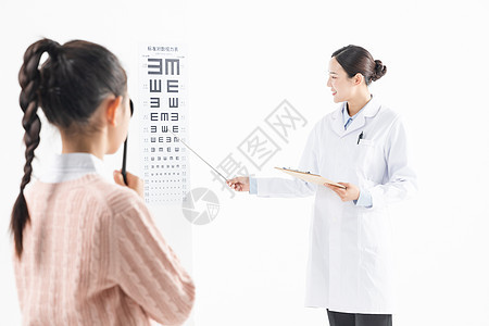 医生给女生检测视力图片