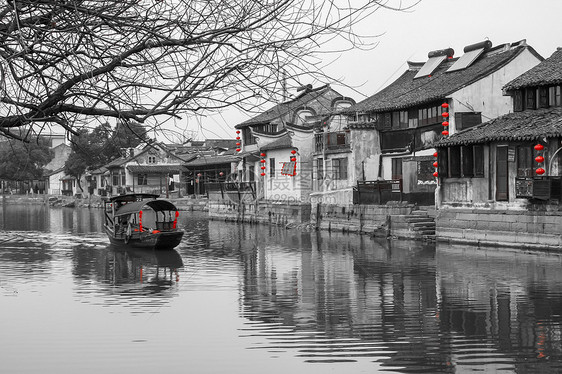 水墨风格浙江嘉兴西塘风景区图片