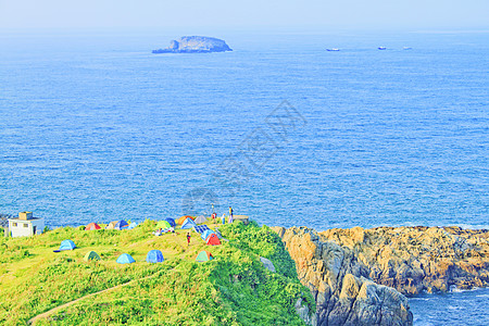 海边露营浙江象山渔山岛露营背景