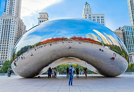 芝加哥千禧公园云门雕塑背景图片