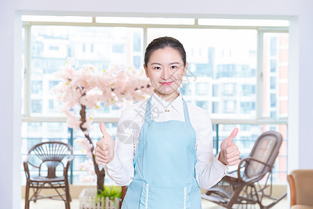 生活服务家政服务员点赞形象背景