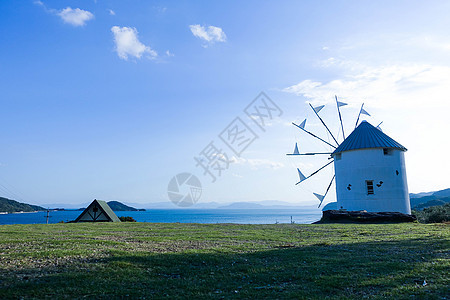 日本高松小豆岛橄榄公园白色风车图片