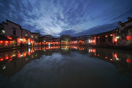 安徽宏村月沼夜景背景图片