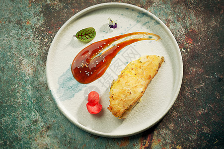 香煎银鳕鱼中国菜银鳕鱼高清图片