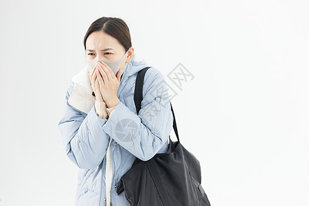 优雅女性年轻女性咳嗽背景