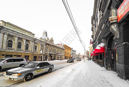伊尔库茨克旅游俄罗斯伊尔库茨克下雪街景背景