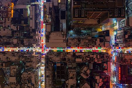 俯瞰广东惠州老城区的夜市背景图片