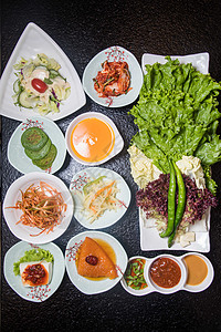 韩国小菜拼盘背景图片