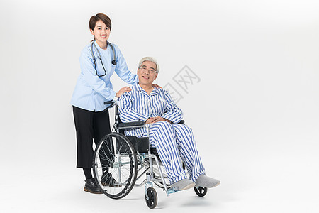 护工陪伴老人背景图片
