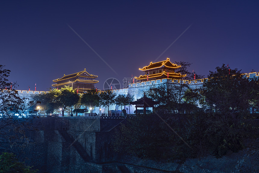 夜景西安城墙图片