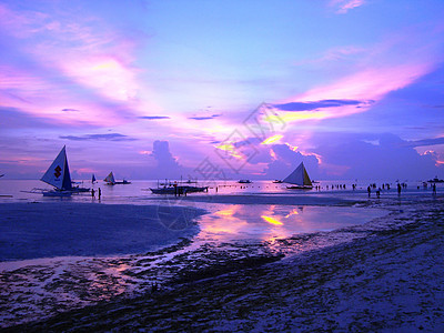 落日海边菲律宾海滩晚霞背景