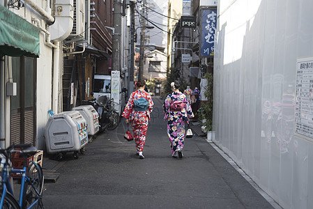 日本 和服日本东京和服少女背景