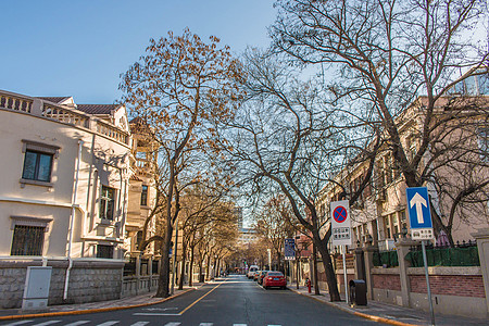 停车道闸天津五大道街景背景