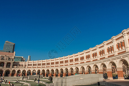 天津欧式建筑天津民园广场全景背景