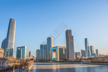 天津建筑素材天津海河沿岸建筑背景