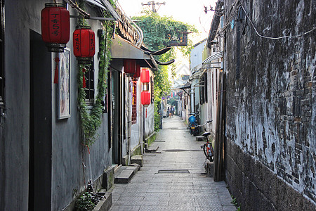 苏州老城巷道背景