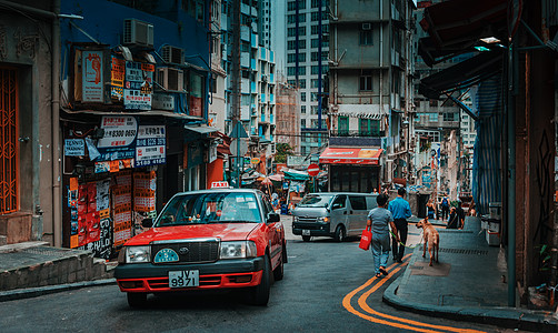 香港街景城市空间的士高清图片