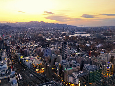 日本北海道札幌城市天际线图片