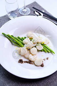 芦笋扇贝菜品高清图片素材