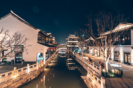 嘉善西塘西塘古镇越里夜景背景