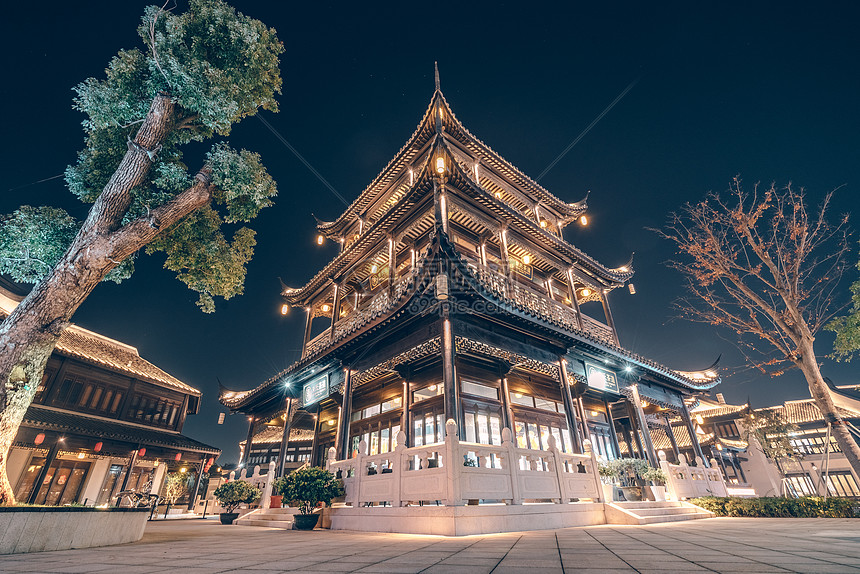 浙江嘉善新西塘越里夜景图片