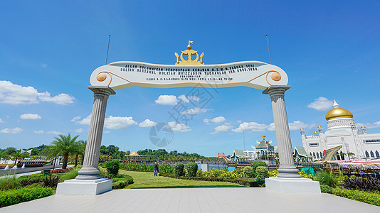 斯里巴加湾公园文莱斯里巴加湾清真寺背景