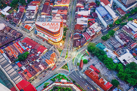 马来西亚城市航拍槟城背景