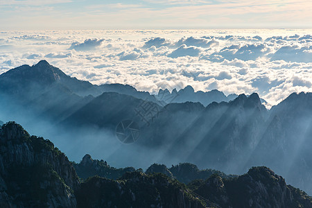 黄山山峰黄山云海背景