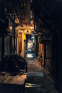 深夜街道深圳福田区新洲老城区背景